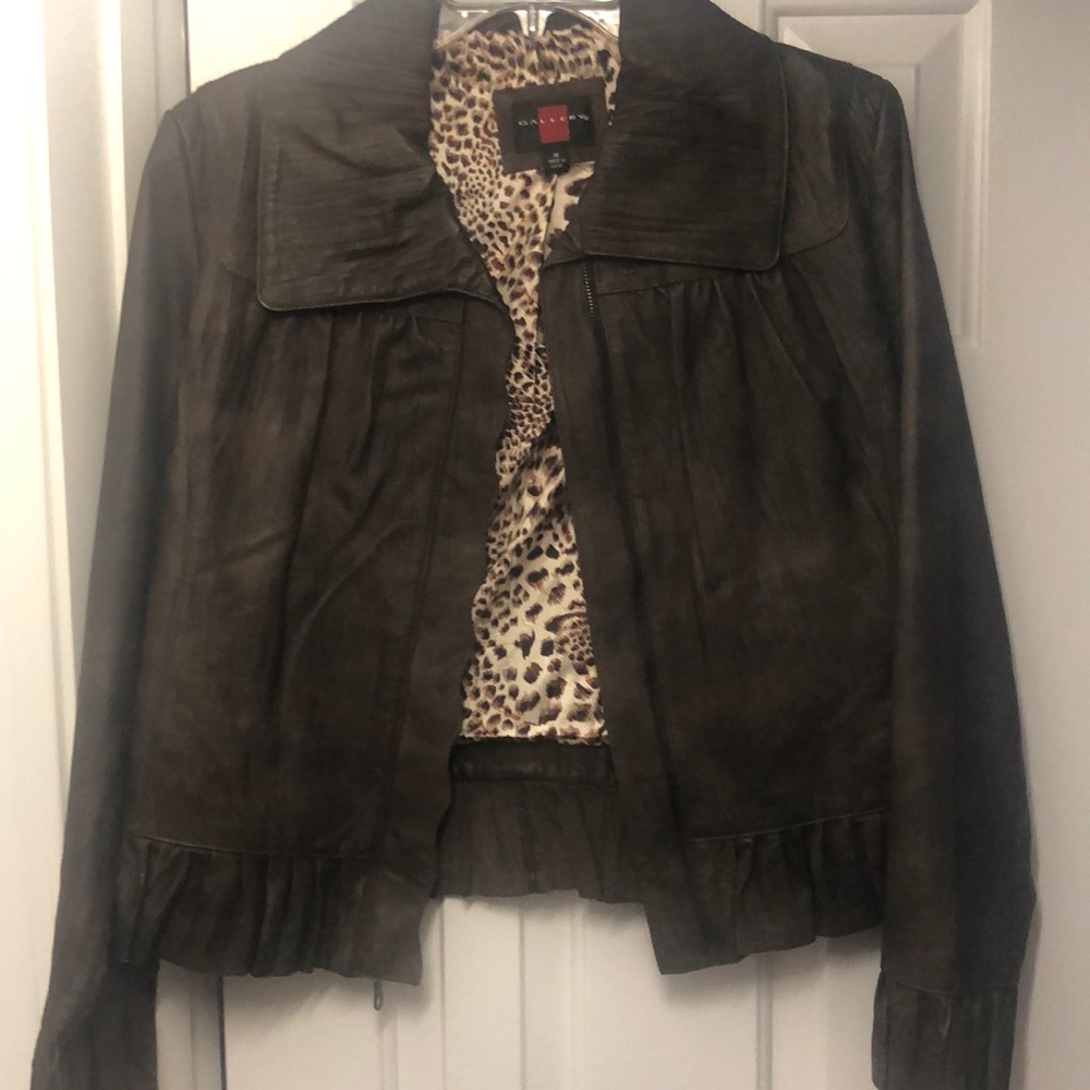 Vintage inspired brown leather jacket